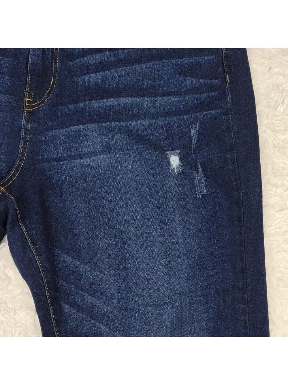 Judy Blue Five Pocket High Rise Dark Wash Embellish Cuff Straight Fit Ankle Jean - Picture 5 of 16